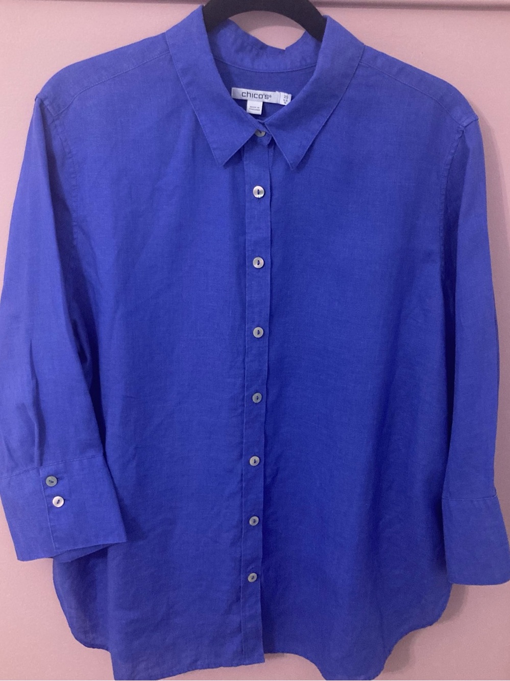 Chico’s Purple Linen 3/4 Sleeve Blouse